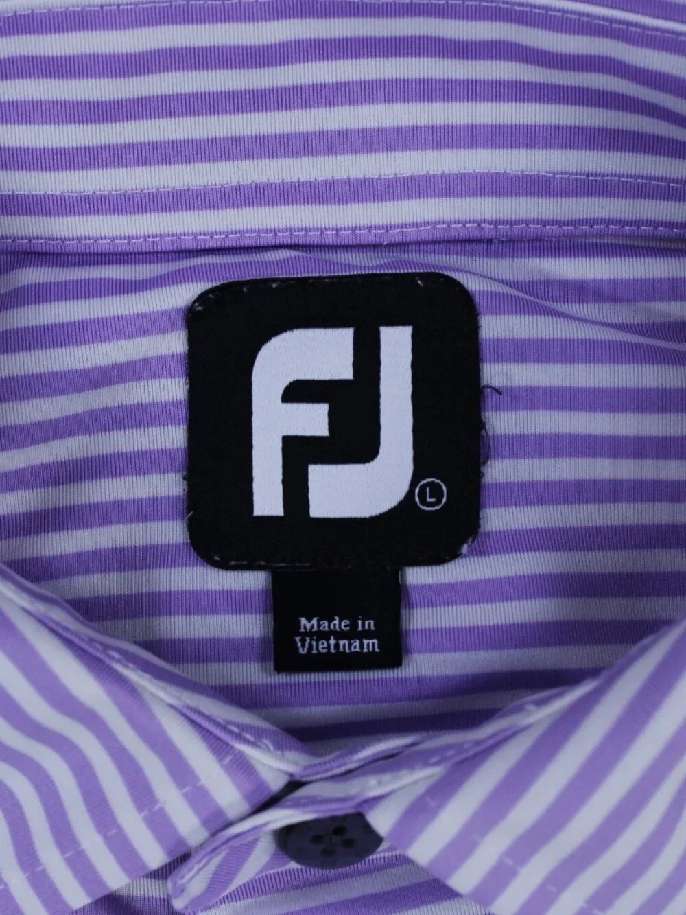 FootJoy (FJ) Men's Performance Golf Polo – Size L – Purple and White Stripes - Picture 2 of 9